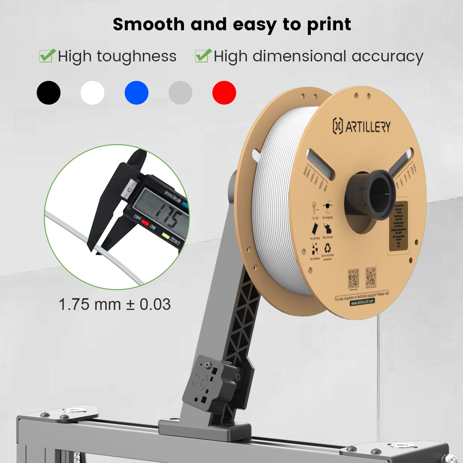 Filament d'imprimante 3D PLA de 1.75 mm de diamètre 10kg